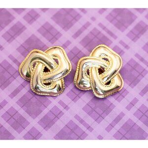 Vintage Spiral Gold Tone Clip On Earrings - V9